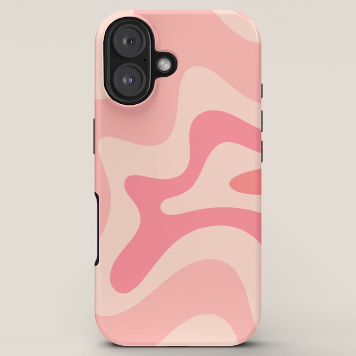 Retro Liquid Swirl Abstract Pattern Square In Blush Pink Tones iPhone Case Gallery Image 5