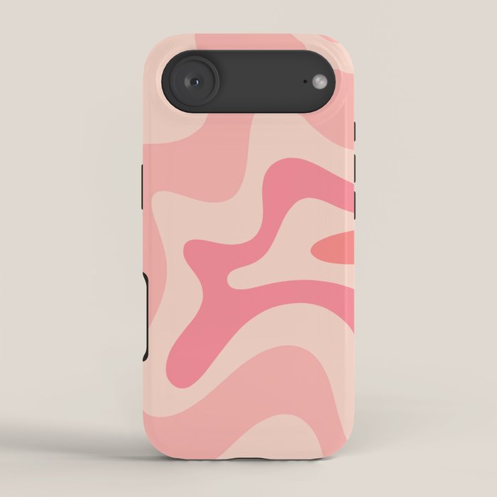 Retro Liquid Swirl Abstract Pattern Square In Blush Pink Tones iPhone Case Gallery Image 2