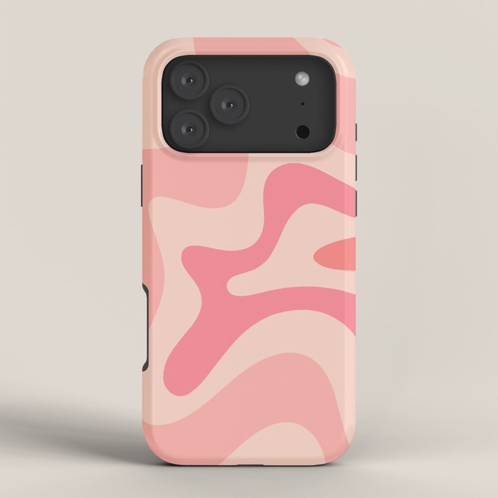 Retro Liquid Swirl Abstract Pattern Square In Blush Pink Tones iPhone Case Gallery Image 4