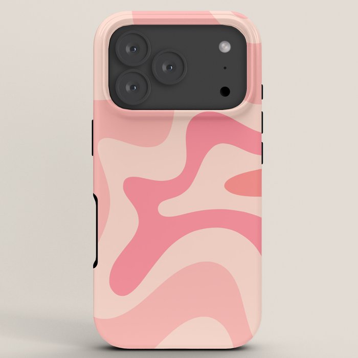 Retro Liquid Swirl Abstract Pattern Square In Blush Pink Tones iPhone Case Gallery Image 7