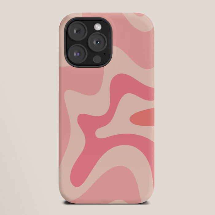 Retro Liquid Swirl Abstract Pattern Square In Blush Pink Tones iPhone Case Gallery Image 20