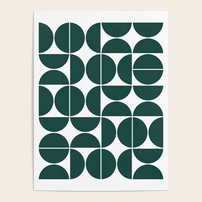 Mid Century Modern Geometric 04 Dark Green Poster Gallery Image 2