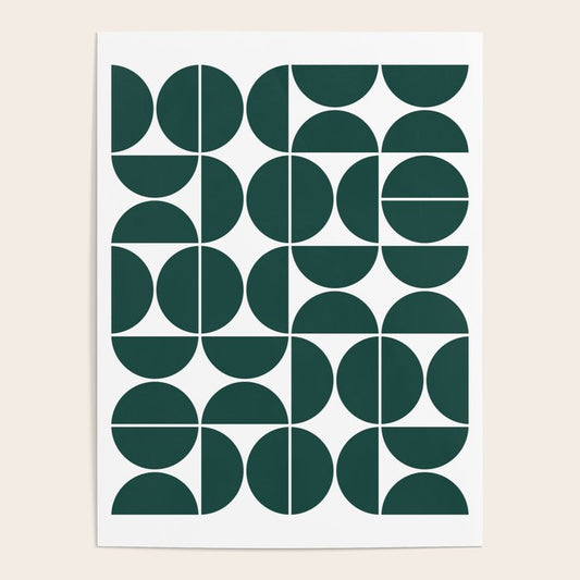 Mid Century Modern Geometric 04 Dark Green Poster Gallery Image 2