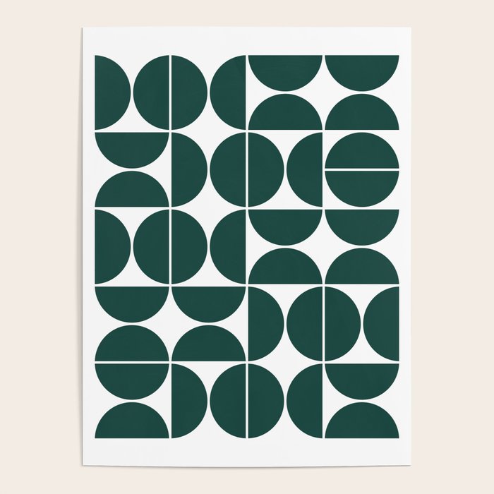 Mid Century Modern Geometric 04 Dark Green Poster Gallery Image 4
