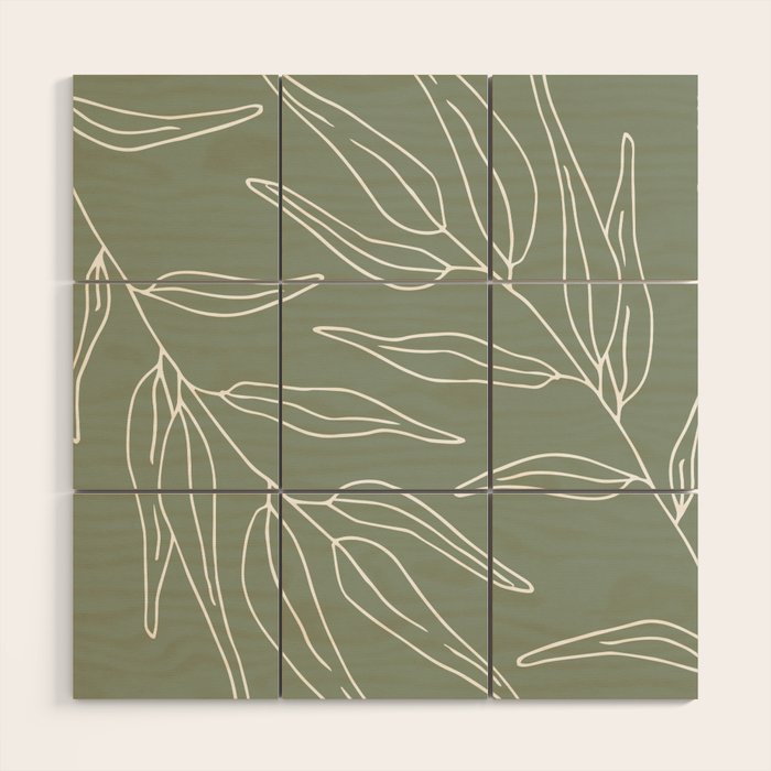 Minimalist, Leaves, Green, Boho Wall Art Wood Wall Art Gallery Image 2