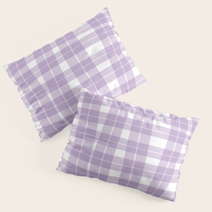 Wavy Plaid Lilac White Pillow Sham Gallery Image 1