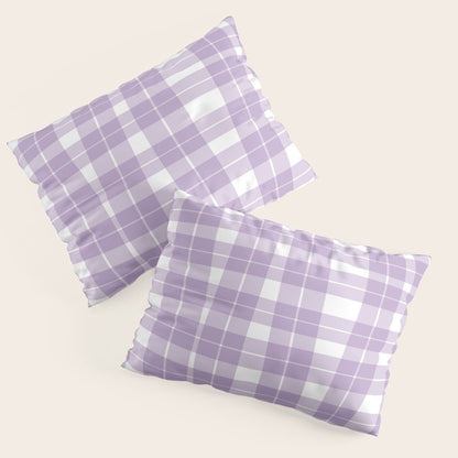 Wavy Plaid Lilac White Pillow Sham Gallery Image 1