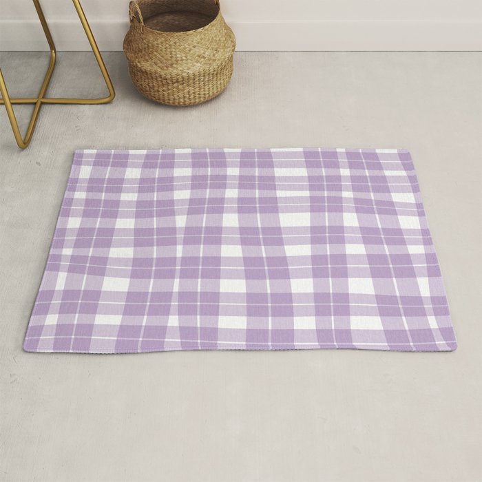 Wavy Plaid Lilac White Rug Gallery Image 1