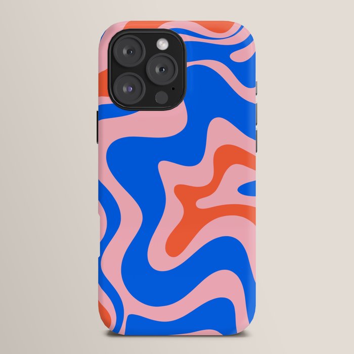 Retro Liquid Swirl Abstract Pattern in Pink, Red-Orange, and Bright Blue iPhone Case Gallery Image 16