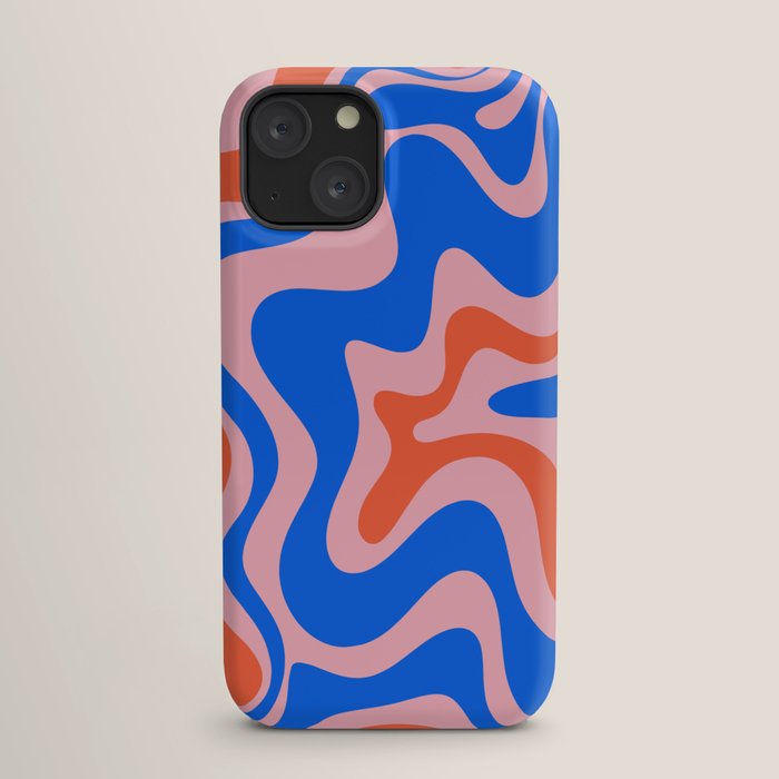 Retro Liquid Swirl Abstract Pattern in Pink, Red-Orange, and Bright Blue iPhone Case Gallery Image 17