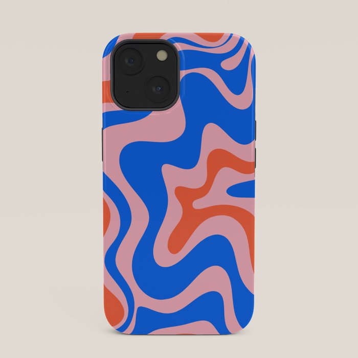 Retro Liquid Swirl Abstract Pattern in Pink, Red-Orange, and Bright Blue iPhone Case Gallery Image 33
