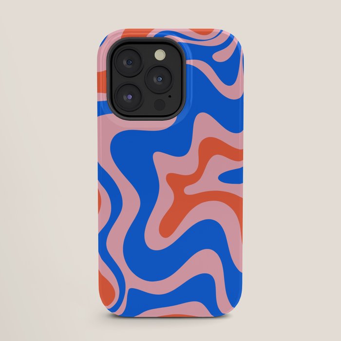 Retro Liquid Swirl Abstract Pattern in Pink, Red-Orange, and Bright Blue iPhone Case Gallery Image 27