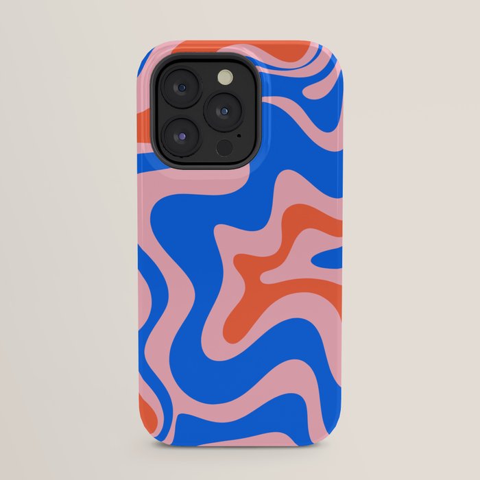 Retro Liquid Swirl Abstract Pattern in Pink, Red-Orange, and Bright Blue iPhone Case Gallery Image 23