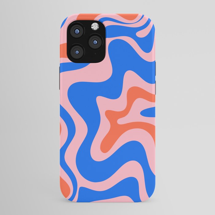 Retro Liquid Swirl Abstract Pattern in Pink, Red-Orange, and Bright Blue iPhone Case Gallery Image 43