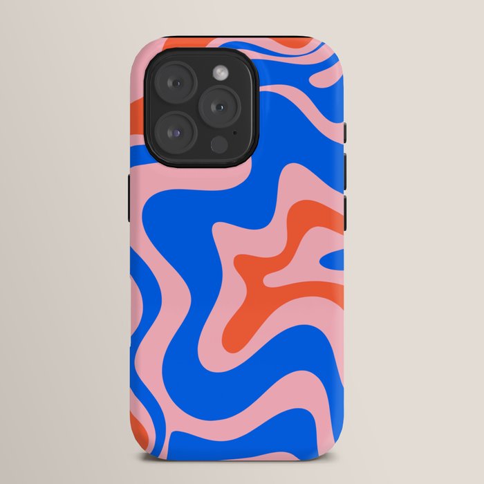 Retro Liquid Swirl Abstract Pattern in Pink, Red-Orange, and Bright Blue iPhone Case Gallery Image 15