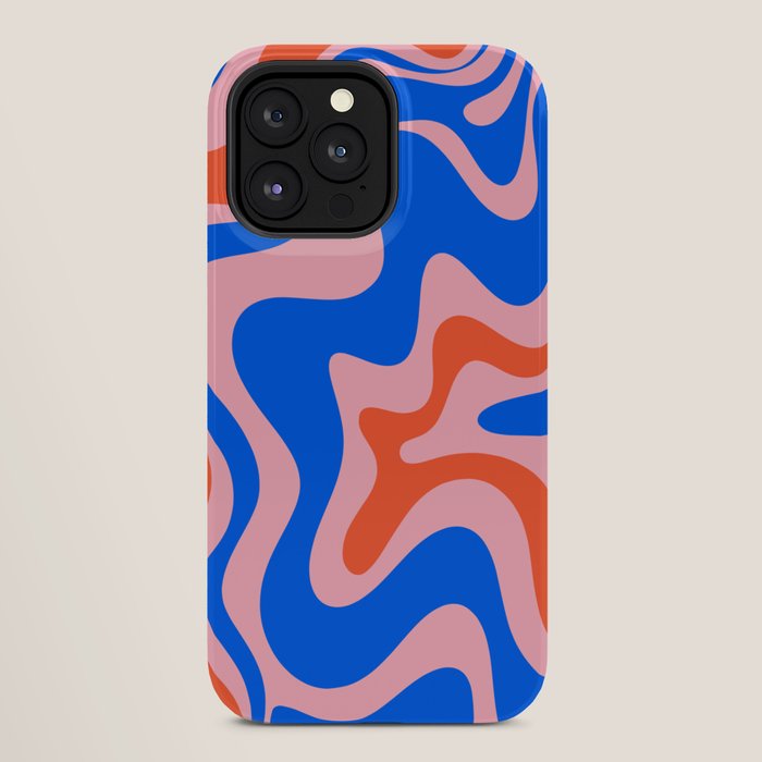 Retro Liquid Swirl Abstract Pattern in Pink, Red-Orange, and Bright Blue iPhone Case Gallery Image 28
