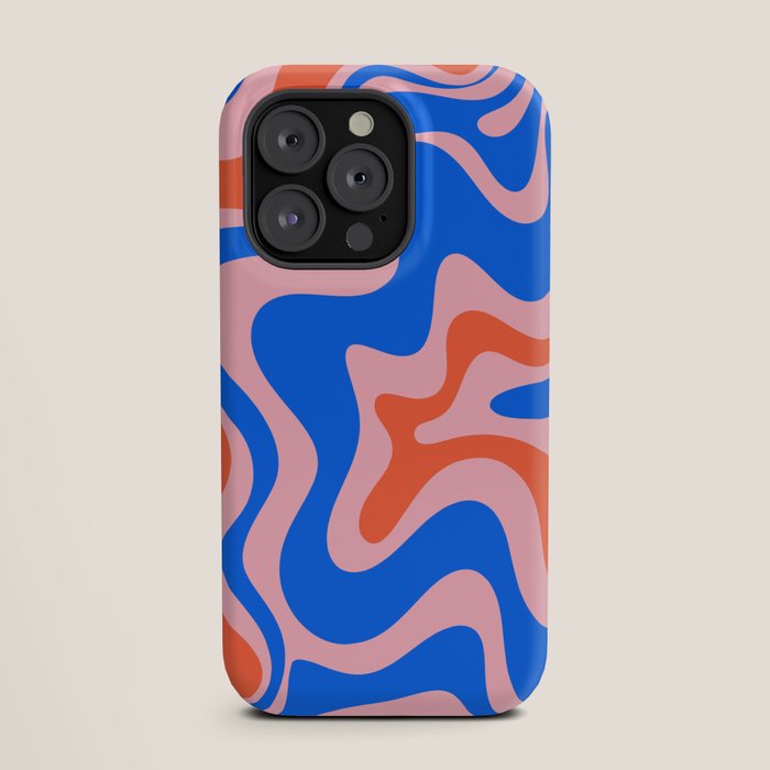 Retro Liquid Swirl Abstract Pattern in Pink, Red-Orange, and Bright Blue iPhone Case Gallery Image 19
