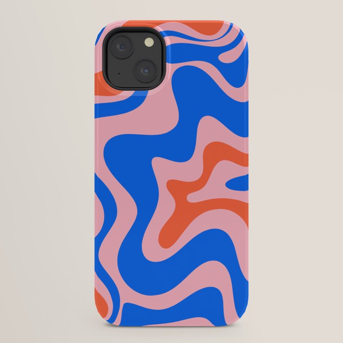 Retro Liquid Swirl Abstract Pattern in Pink, Red-Orange, and Bright Blue iPhone Case Gallery Image 22