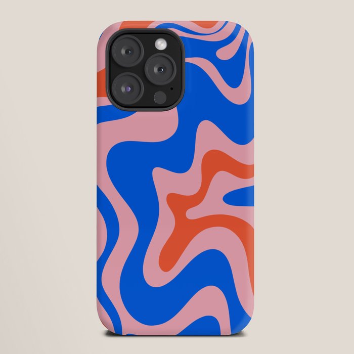 Retro Liquid Swirl Abstract Pattern in Pink, Red-Orange, and Bright Blue iPhone Case Gallery Image 20