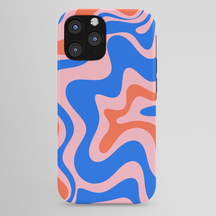 Retro Liquid Swirl Abstract Pattern in Pink, Red-Orange, and Bright Blue iPhone Case Gallery Image 44