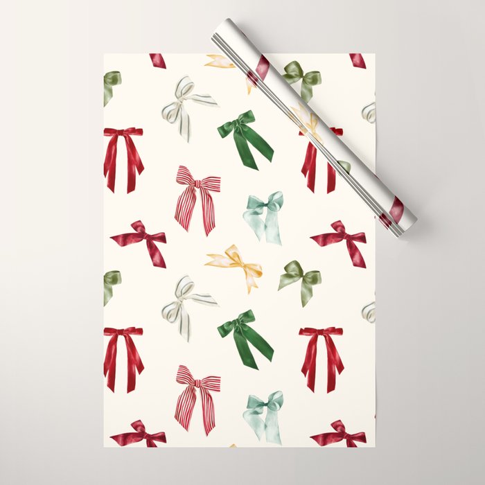 Vintage Christmas Holiday Bows Wrapping Paper Gallery Image 1