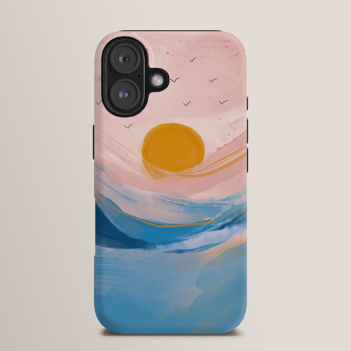 Pink and Blue Abstract Art Ocean and Sunrise iPhone Case Gallery Image 13