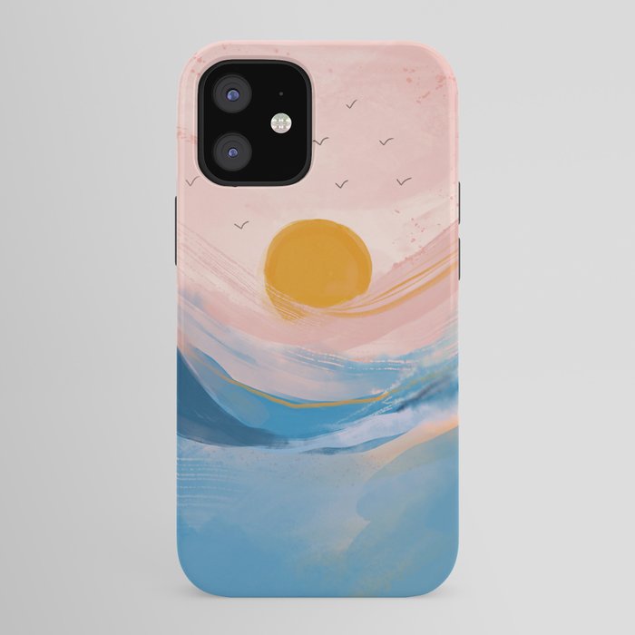 Pink and Blue Abstract Art Ocean and Sunrise iPhone Case Gallery Image 41