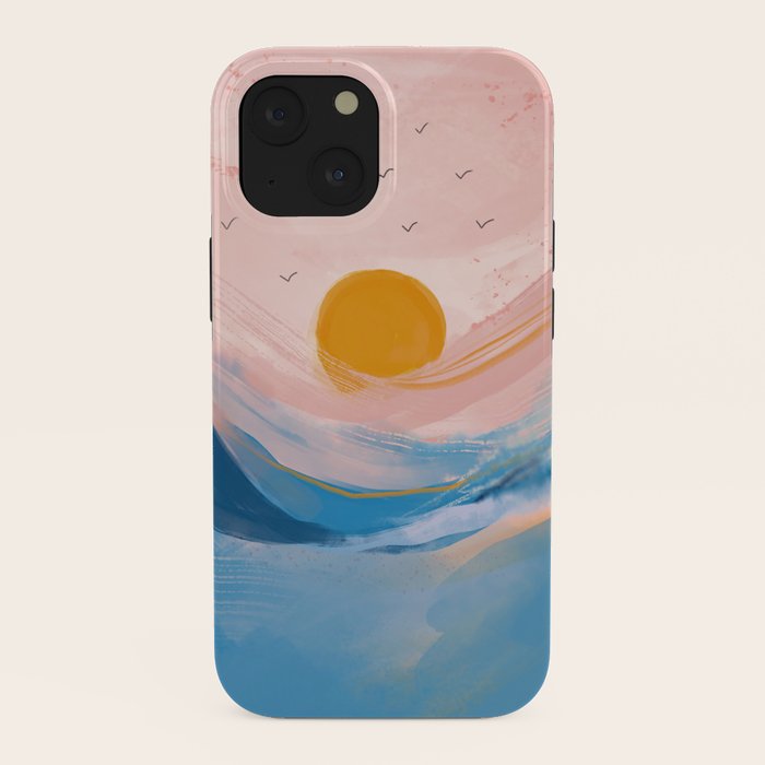 Pink and Blue Abstract Art Ocean and Sunrise iPhone Case Gallery Image 38
