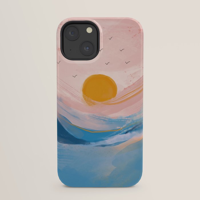 Pink and Blue Abstract Art Ocean and Sunrise iPhone Case Gallery Image 29