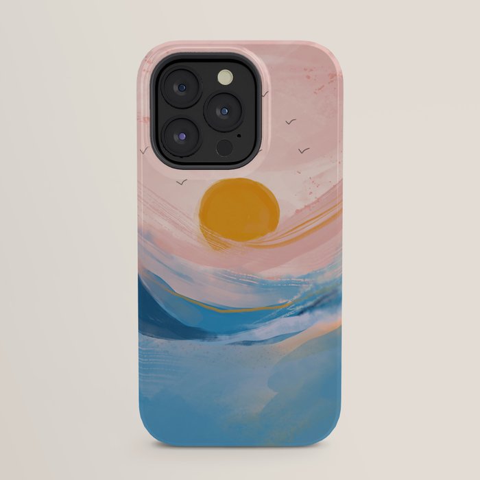 Pink and Blue Abstract Art Ocean and Sunrise iPhone Case Gallery Image 31