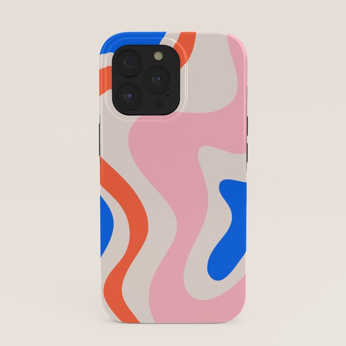 Retro Liquid Swirl Abstract Pattern Square Pink, Orange, and Royal Blue iPhone Case Gallery Image 39