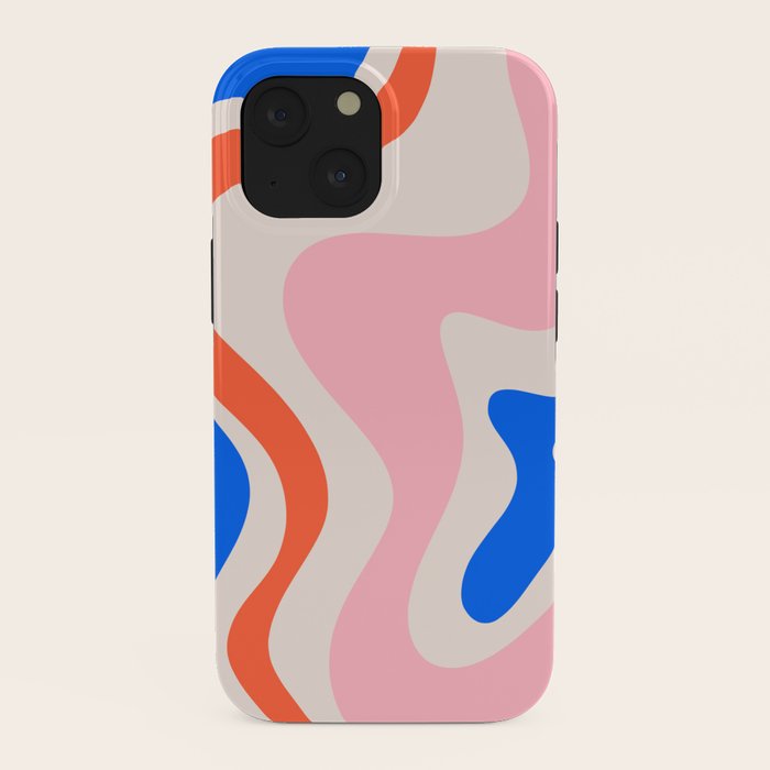 Retro Liquid Swirl Abstract Pattern Square Pink, Orange, and Royal Blue iPhone Case Gallery Image 38