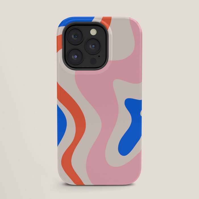 Retro Liquid Swirl Abstract Pattern Square Pink, Orange, and Royal Blue iPhone Case Gallery Image 27