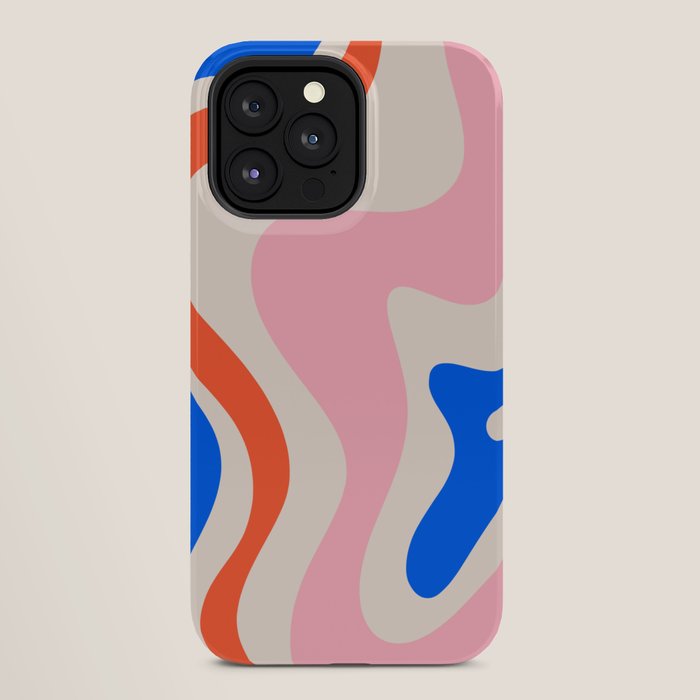 Retro Liquid Swirl Abstract Pattern Square Pink, Orange, and Royal Blue iPhone Case Gallery Image 28