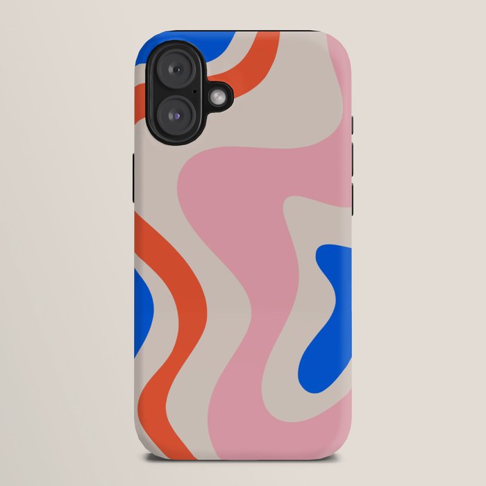 Retro Liquid Swirl Abstract Pattern Square Pink, Orange, and Royal Blue iPhone Case Gallery Image 10