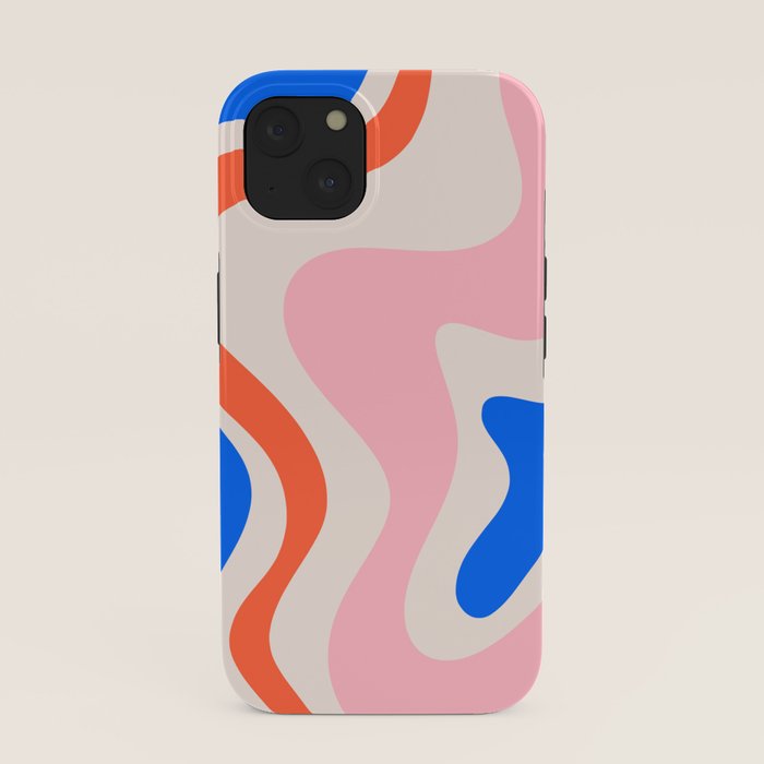 Retro Liquid Swirl Abstract Pattern Square Pink, Orange, and Royal Blue iPhone Case Gallery Image 37