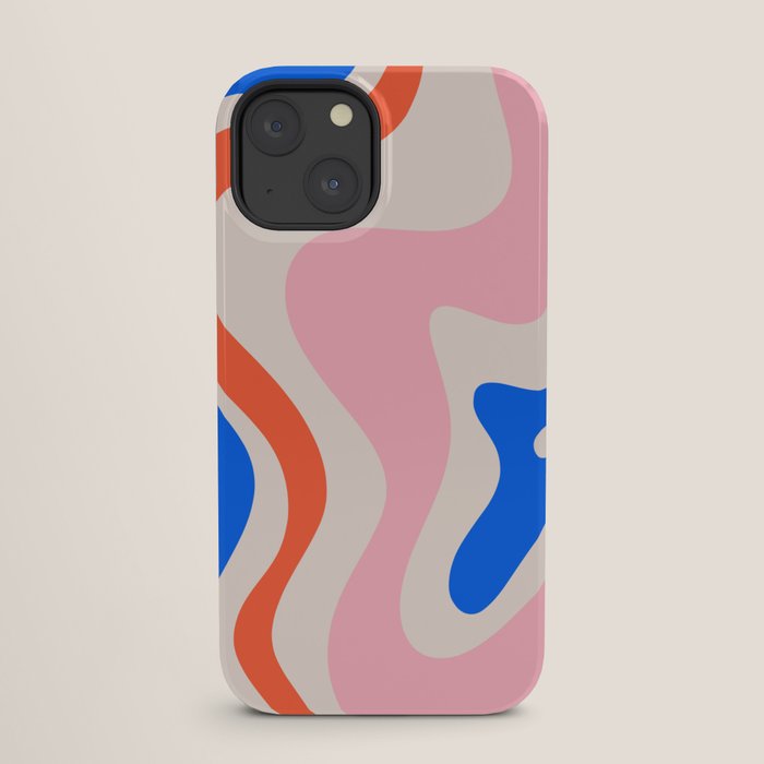 Retro Liquid Swirl Abstract Pattern Square Pink, Orange, and Royal Blue iPhone Case Gallery Image 25