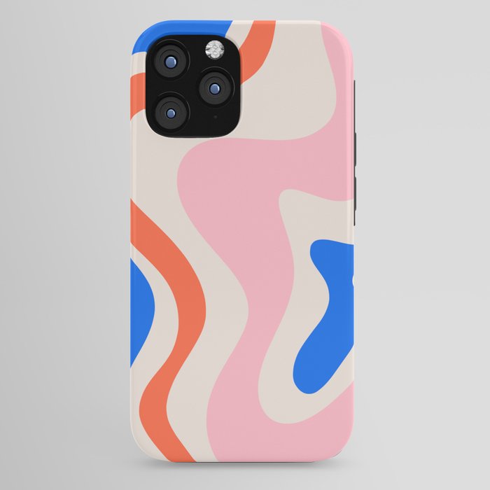 Retro Liquid Swirl Abstract Pattern Square Pink, Orange, and Royal Blue iPhone Case Gallery Image 44