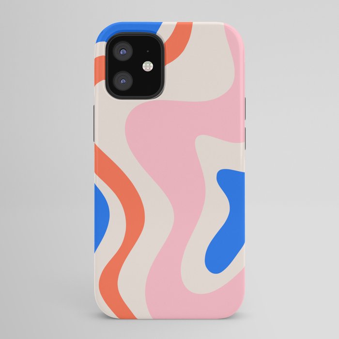 Retro Liquid Swirl Abstract Pattern Square Pink, Orange, and Royal Blue iPhone Case Gallery Image 42