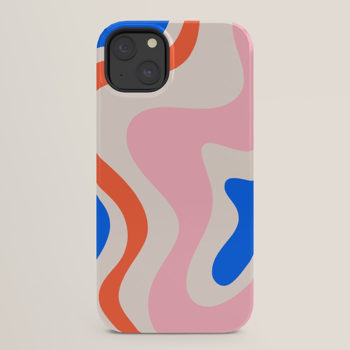 Retro Liquid Swirl Abstract Pattern Square Pink, Orange, and Royal Blue iPhone Case Gallery Image 22