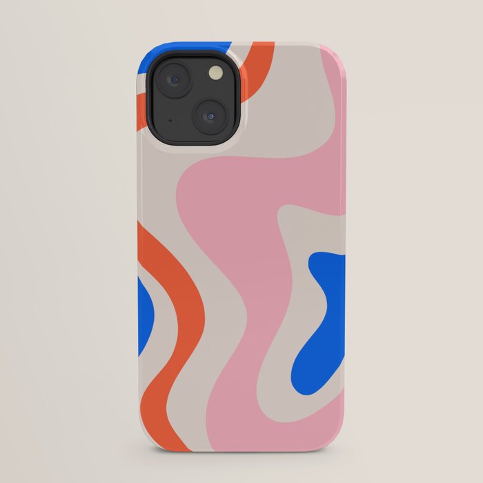 Retro Liquid Swirl Abstract Pattern Square Pink, Orange, and Royal Blue iPhone Case Gallery Image 29