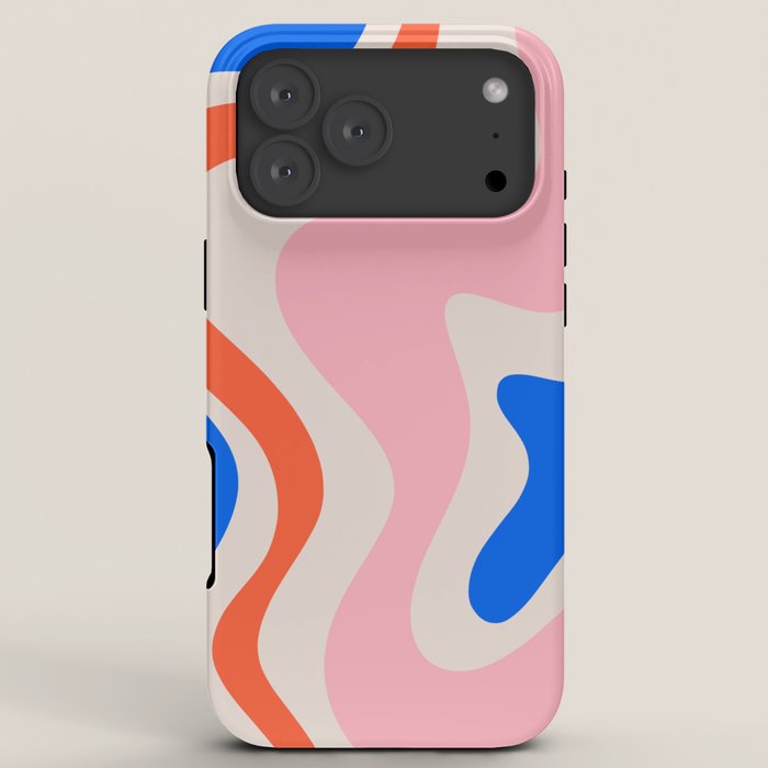 Retro Liquid Swirl Abstract Pattern Square Pink, Orange, and Royal Blue iPhone Case Gallery Image 8