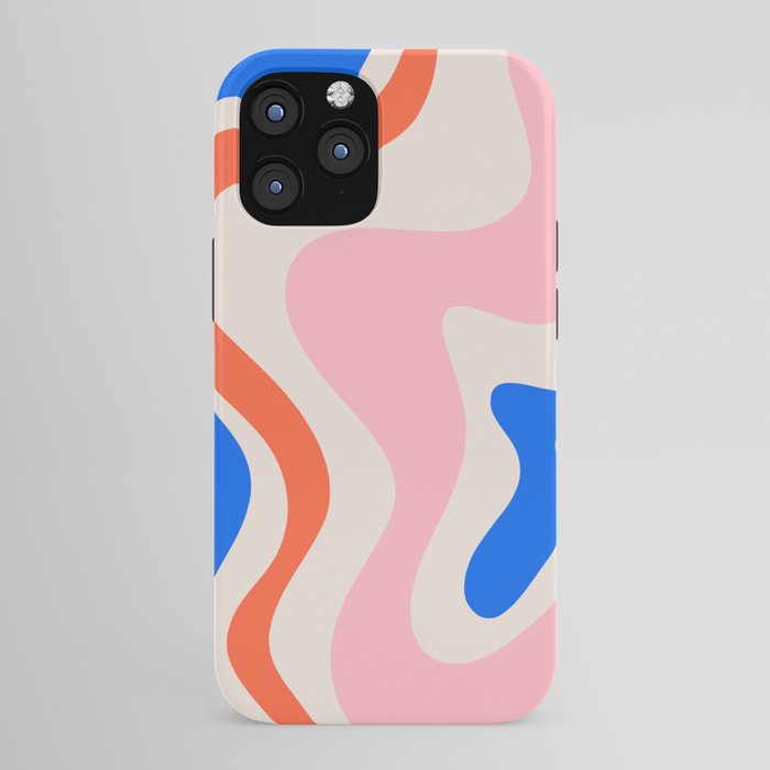 Retro Liquid Swirl Abstract Pattern Square Pink, Orange, and Royal Blue iPhone Case Gallery Image 43