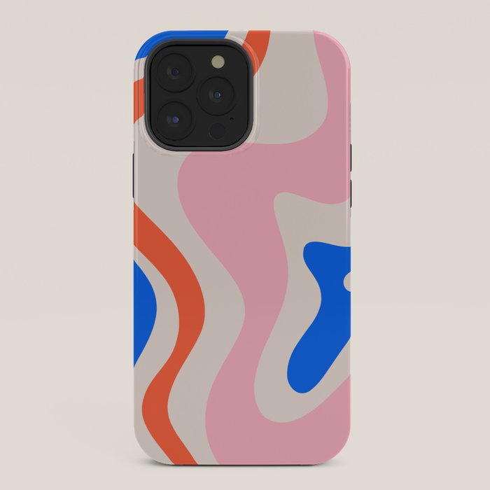 Retro Liquid Swirl Abstract Pattern Square Pink, Orange, and Royal Blue iPhone Case Gallery Image 36