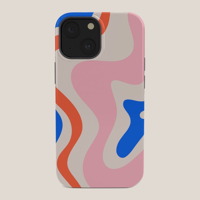 Retro Liquid Swirl Abstract Pattern Square Pink, Orange, and Royal Blue iPhone Case Gallery Image 34