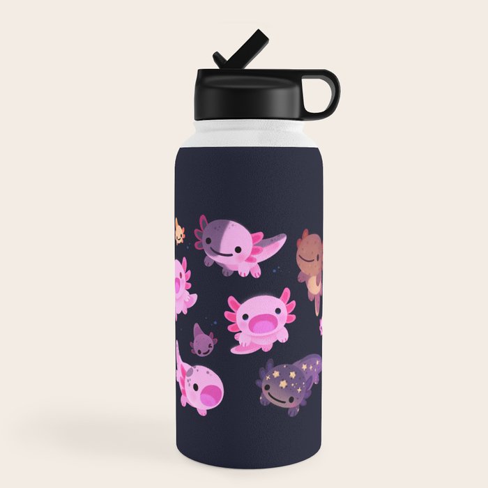 Happy axolotl - dark Water Bottle Gallery Image 4