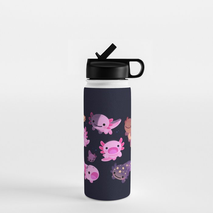 Happy axolotl - dark Water Bottle Gallery Image 1
