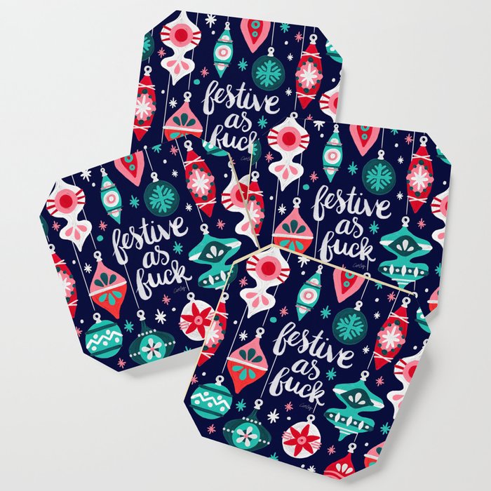 Festive As Fuck - Navy Palette Coaster Gallery Image 1