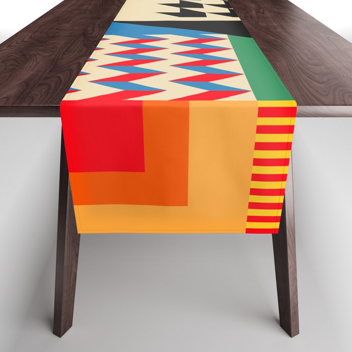 Groovy Modern Abstract Architecture in Geometric Shapes Table Runner Gallery Image 1