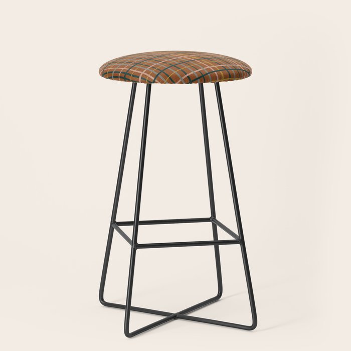 Retro Modern Boho Tartan Plaid Rust Navy Blush Mustard Gray Stool Gallery Image 1